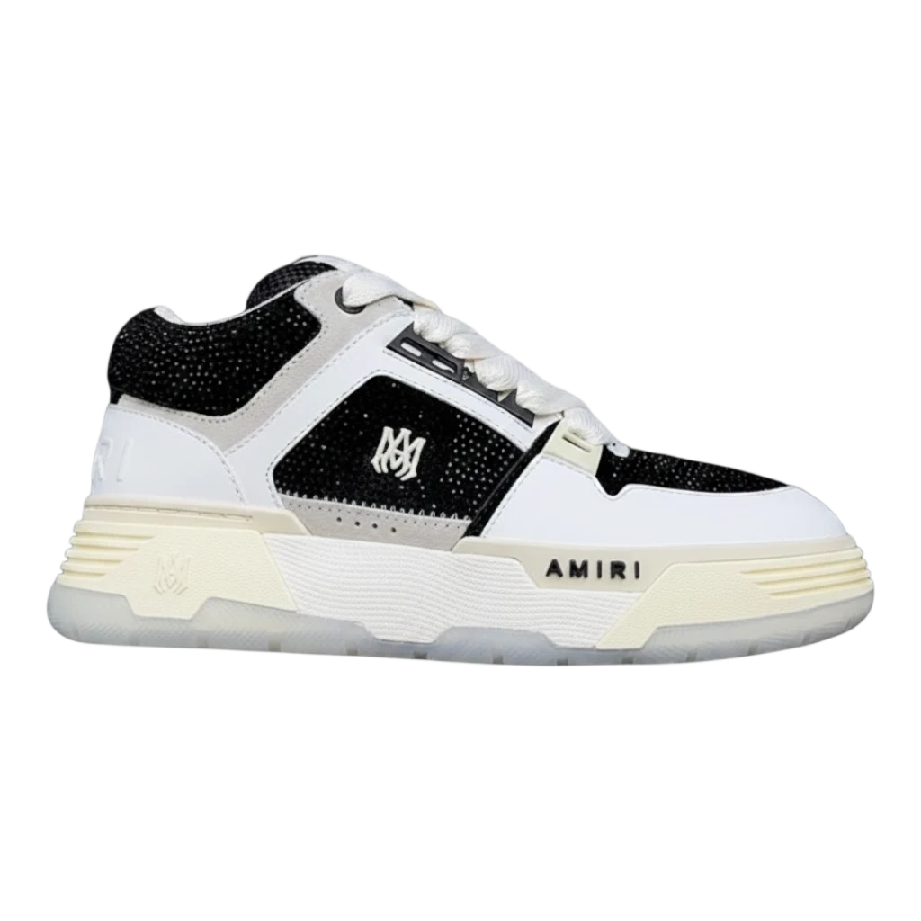 Zapatillas Dripbcnoficial AMIRI MA-1 en blanco y negro con detalles brillantes y suela de goma robusta