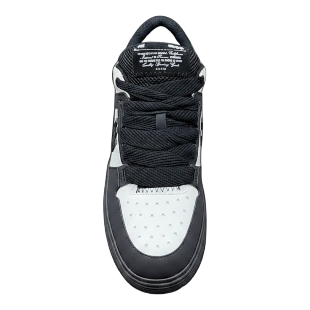 Zapatillas Dripbcnoficial AMIRI MA-1 en blanco y negro con cordones gruesos y diseño de paneles de cuero